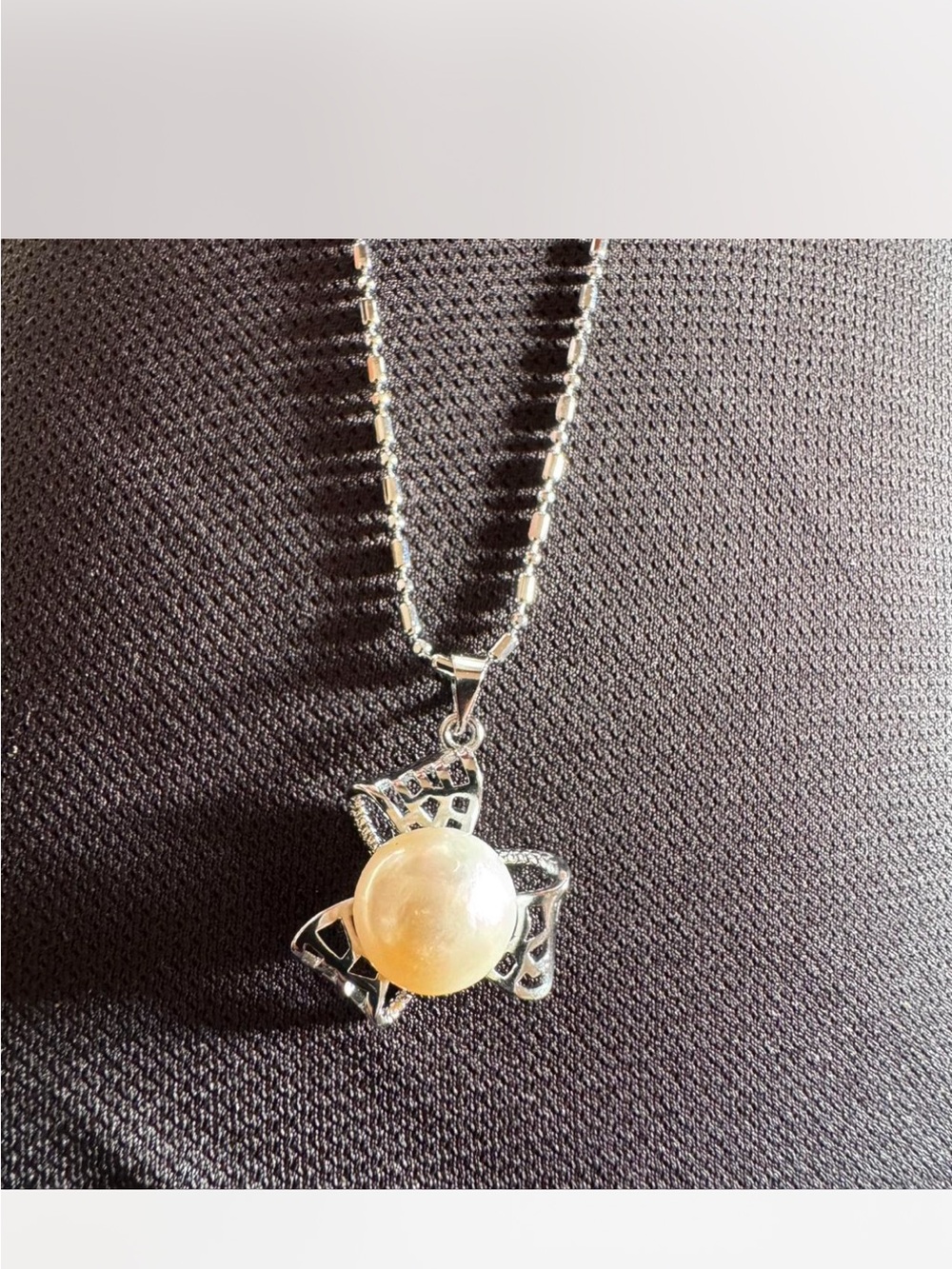 Silver Star genuine South sea pearls 10mm Necklace with Cream Pearl Accent